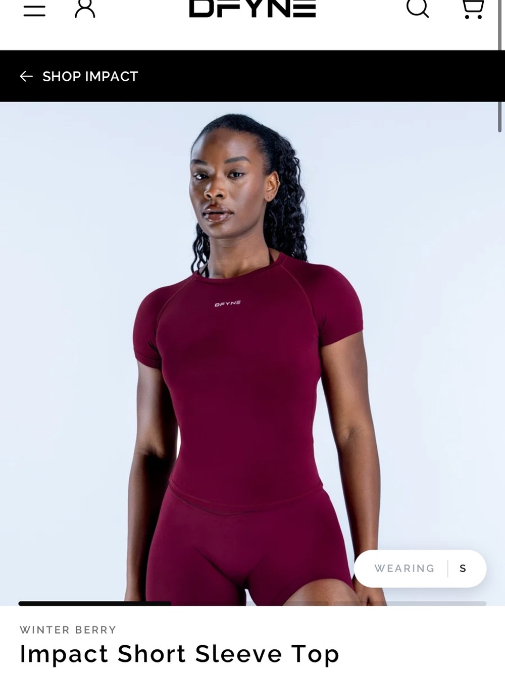 impact short sleeve top winter berry